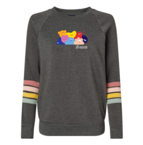 Women's Striped Sleeves Crewneck Characters Logo
